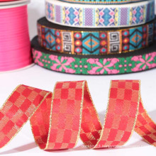 Custom jacquard plaid wired ribbon